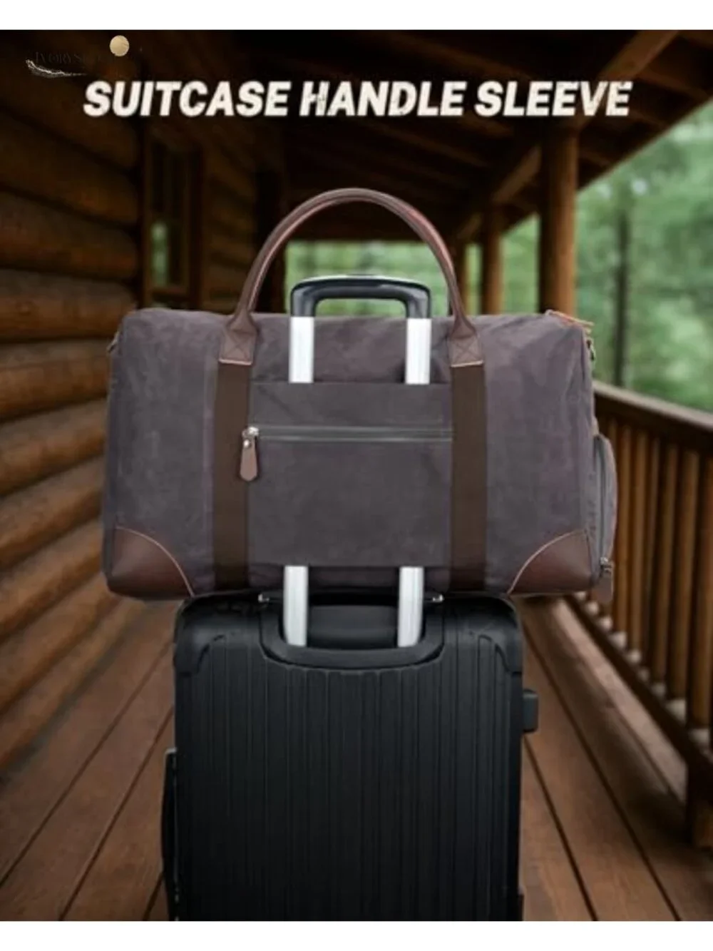 Waxed Canvas Duffle Bag Waterproof 55L Weekender Overnight Travel Bag